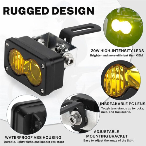 Refletor de 3 Polegadas para Bicicletas Elétricas de Montanha - Luz de Trabalho Ultrabrilhante e de Alta Intensidade para Veículos Off-Road Ridstar 2