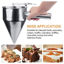 Roestvrijstalen Dispenser voor Pannenkoekbeslag, Trechterdispenser met Standaard voor Takoyaki en Bakken