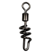 30Pcs/Pack Corkscrew Swivel Fishing Swivel Snap Swirl Connector Black Silver Stainless Steel Fishing Swivels 10#