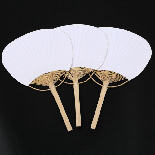 60 pcs/lot wedding White Paddle Fan for wedding decoration 1
