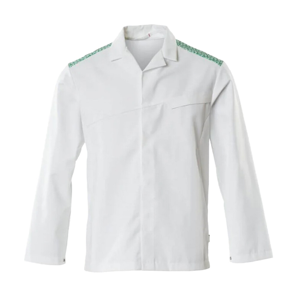 (4Xl, White/Grass Green) Mascot Mens Food & Care Chef Jacket 5063852903795