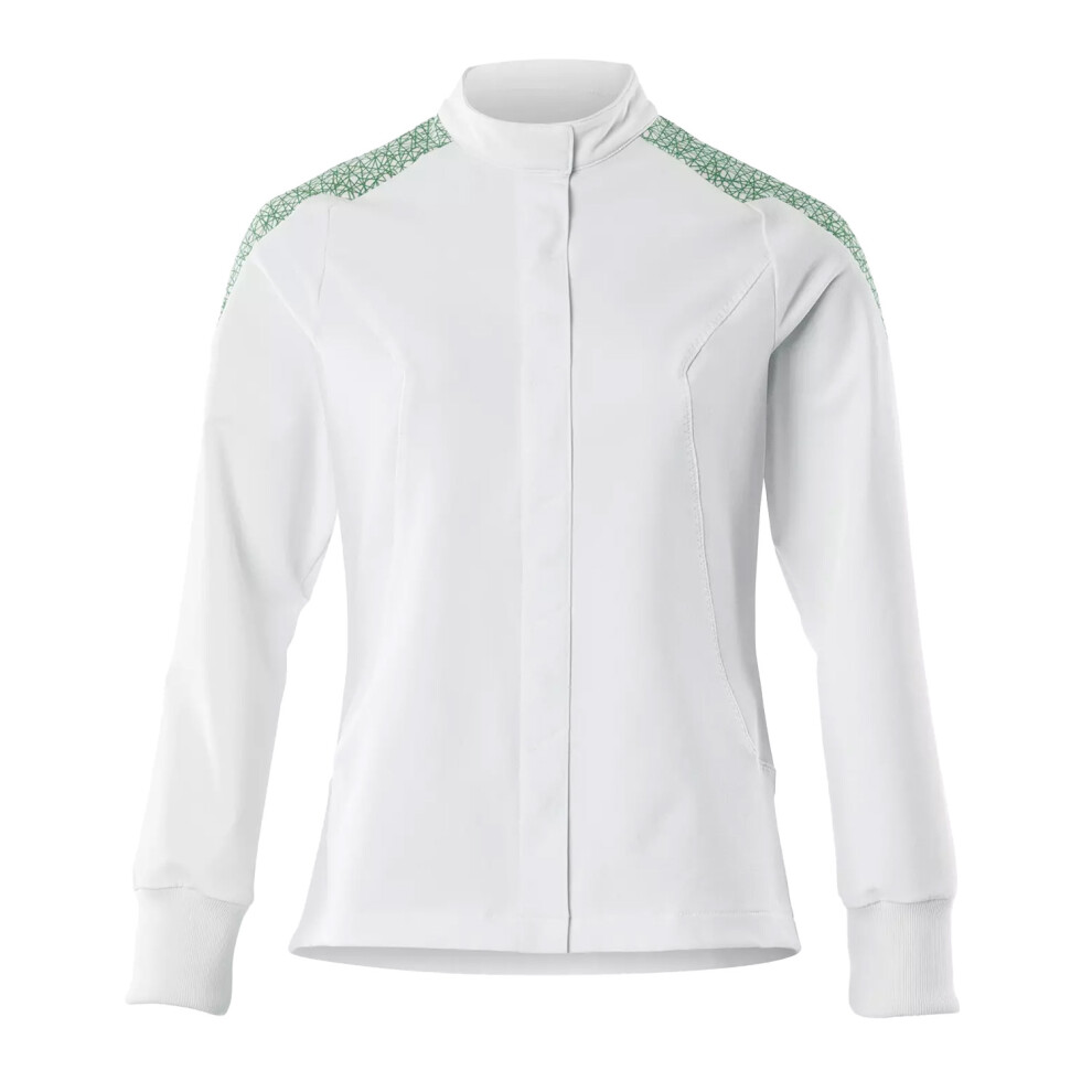 (L, White/Grass Green) Mascot Womens/Ladies Food & Care Chef Jacket 5063852902989
