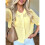 Women'S Short Sleeve Openwork Crochet Button Front Knit Cardigan Yellow M 3