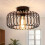[Modern Black Ceiling Light] Modern Black Metal Ceiling Light | Flame Round Lampshade Pendant with E27 Socket 2