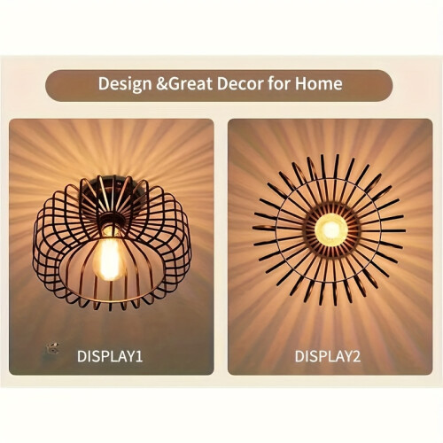 [Modern Black Ceiling Light] Modern Black Metal Ceiling Light | Flame Round Lampshade Pendant with E27 Socket 2