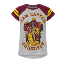 (9-10 Years, Grey/Red) Harry Potter Girls Quidditch Team Captain Short-Sleeved T-Shirt