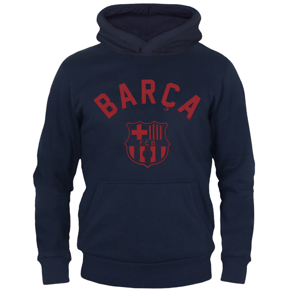 Fc Barcelona Official Football Gift Boys Graphic Fleece Hoody 8-9 Yrs Mb Blue
