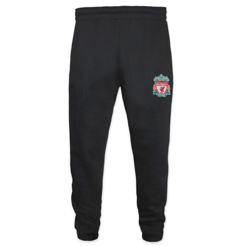 Liverpool Fc Official Gift Boys Slim Fit Fleece Joggers Jog Pants 6-7 Yrs Black