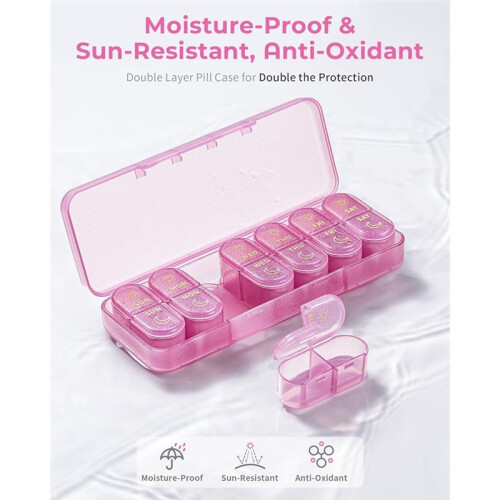 1 Pc AM PM Pill Organizer 7 Day - Weekly Pill Box for Medication, Vitamins, Supplements 1