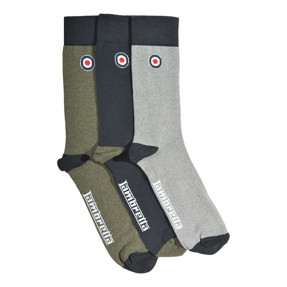 Lambretta (6 Uk-11 Uk, Grey/Navy/Khaki Grey) Mens Paisley Socks (Pack Of 3)