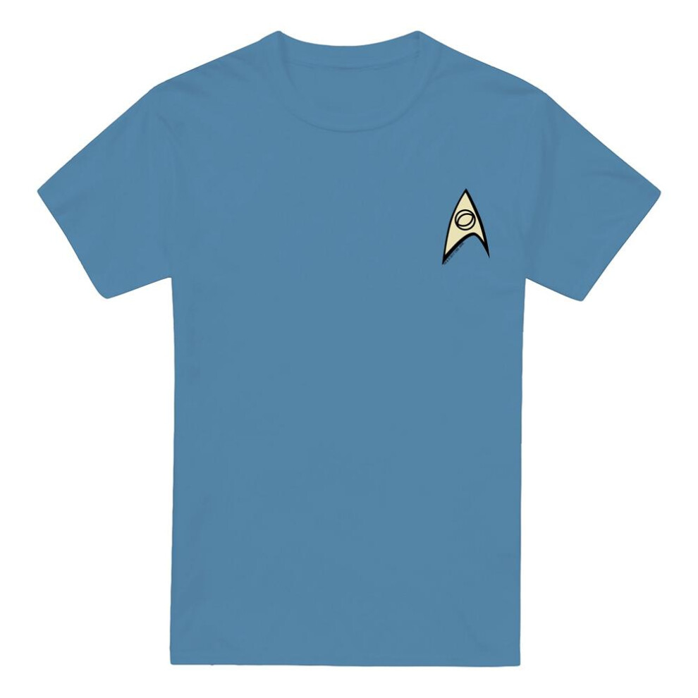 Star Trek (L, Carolina ) Mens Science Uniform Foil T-Shirt Blue