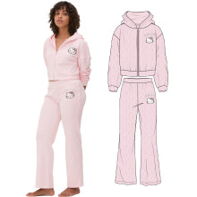 (S, Pink) Hello Kitty Womens/Ladies Velvet Feel Straight Leg Tracksuit