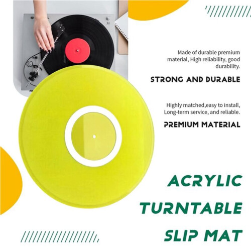 Tapete de Acrílico para Prato de Disco de Vinil de 12 Polegadas, Reduz Ruído, Poeira Estática para Toca-Discos 2
