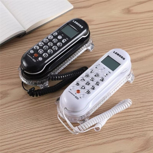 Crystal Base  Telephone Fixed Landline Phone B365 Small Wall Mounted Phone Improved Display Feature White 1