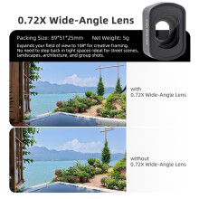 Filtro Magnetico per per Osmo Pocket 4, Obiettivo Anti-Inquinamento Luminoso per Pocket 3 Action Camera, Obiettivo Panoramico 0.7X.