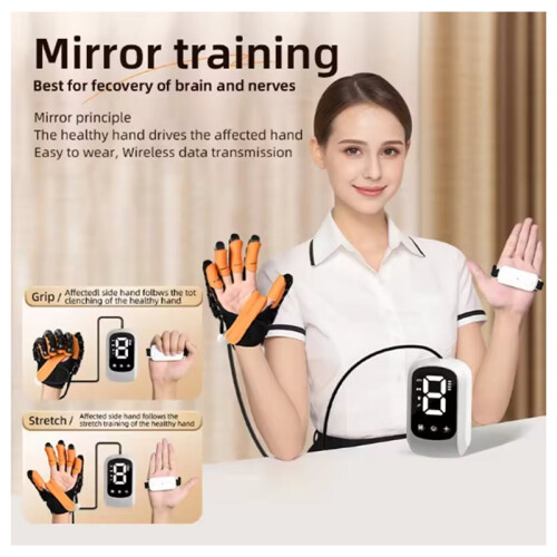 Hand Training Robot Gloves - USB Plastic Finger Function Training Equipment for Hand Exercises Gloves Workout Size XL 2