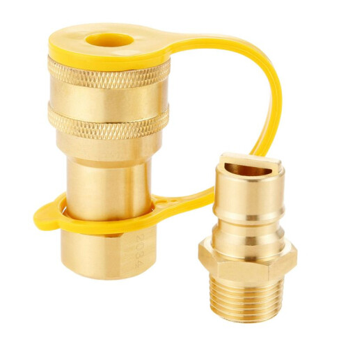 2X 1/2 Inch Solid Brass Gas Propane Quick Connect Disconnect Fitting Connector Adapter 1