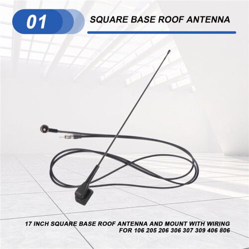 Antena de Teto de Base Quadrada de 17 Polegadas e Suporte com FiaçãO para  106 205 206 306 307 309 406 806 1