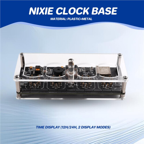 Nixie Clock Base Glow Tube WIFI Clock with  Display 12H/24H W Temperature Remote Control Type-C Power 1