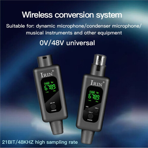 IRIN UHF Wireless Microphone Transmitter Receiver XLR 1 Transmitter and 2 Receiver Audio Mixer Adapter System 1