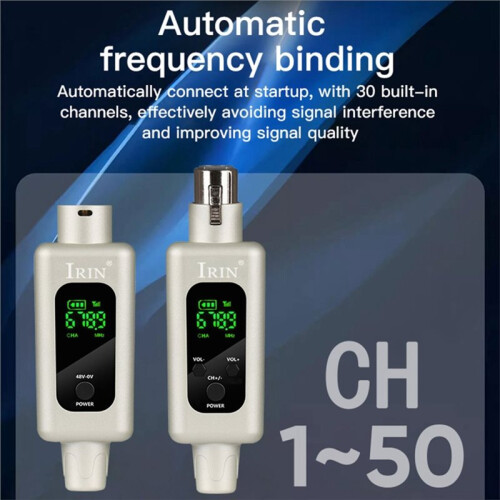 IRIN UHF Wireless Microphone Transmitter Receiver XLR 1 Transmitter and 2 Receiver Audio Mixer Adapter System