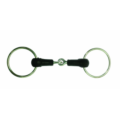 (6in, Black) Korsteel Hard Rubber Jointed Loose Ring Snaffle Bit