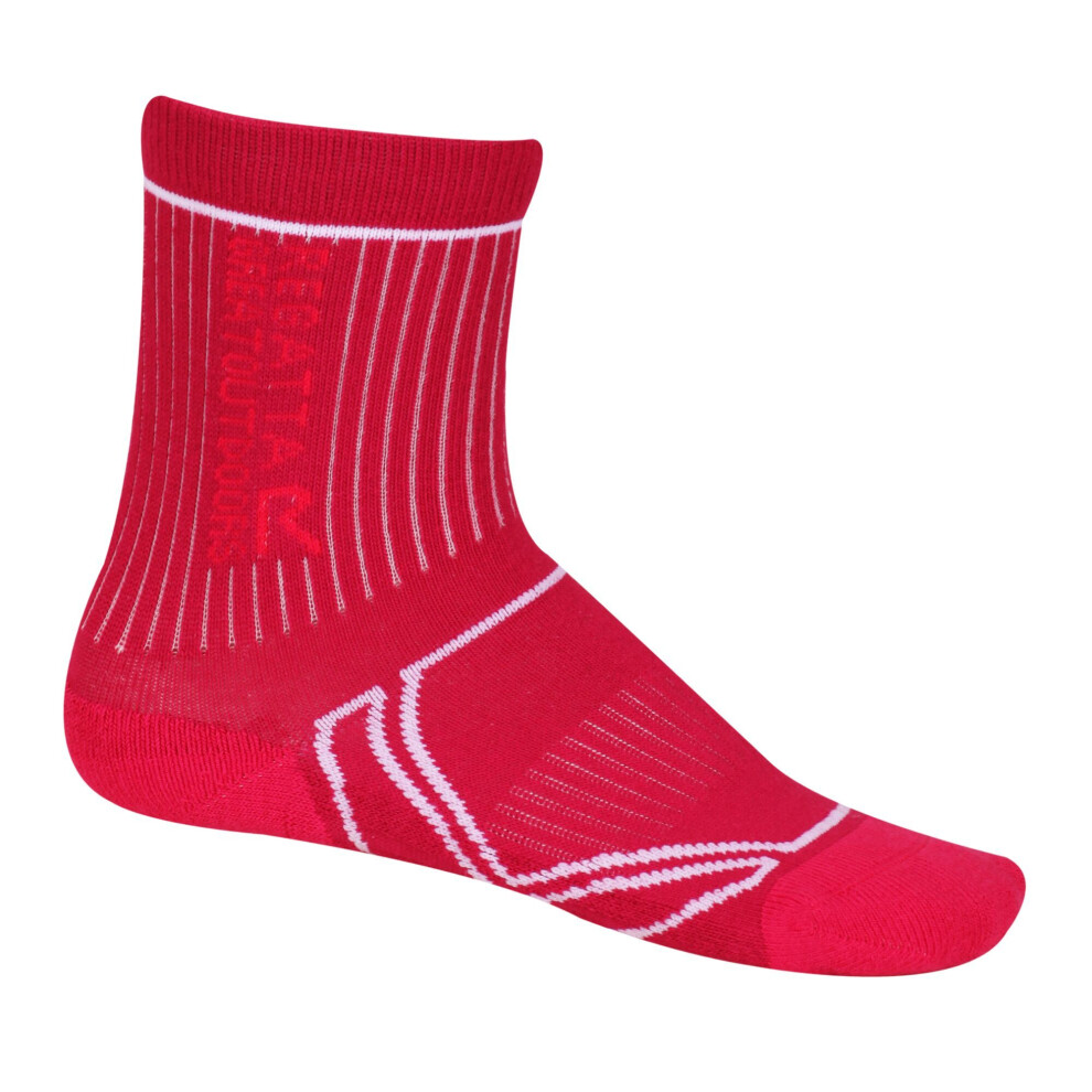 Regatta (10-12 Child Uk, Cherry /White) Great Outdoors Childrens/Kids 2 Season Coolmax Trek & Trail Socks Pink