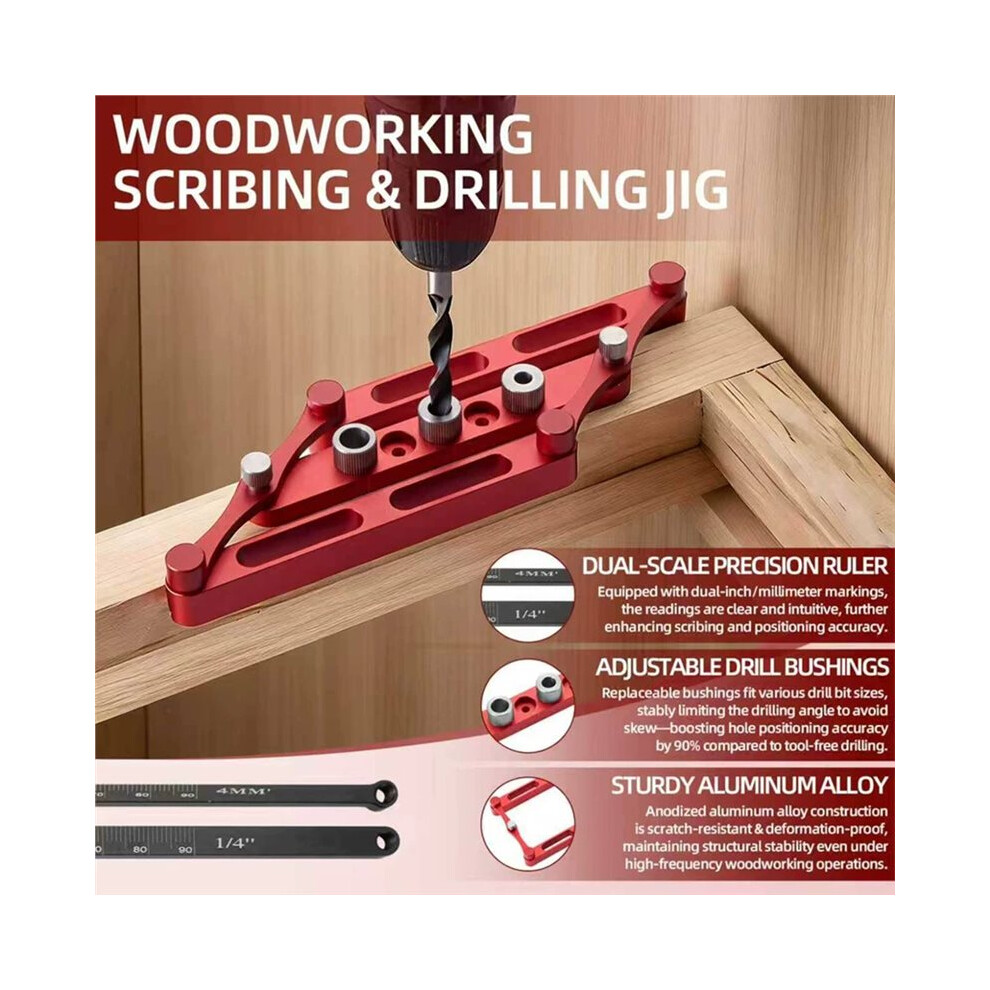 Woodworking Doweling Jig With Interchangeable Rods, Self-Centering Drill Guide For Precise Joinery 6031718443616