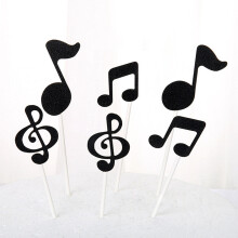 60 Pcs Music Notes Themed Cupcake Topper Paper Cake Inserts Card Wedding Cake Topper Decoration
