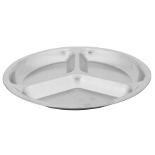 2X Stainless DiamÈTre 24Cm De Plat De Dîner De Casse-Croûte DivisÉ Par Acier Rond De 3 Sections