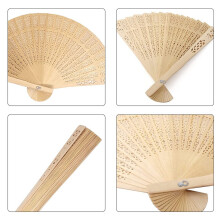 Wooden Hand Fan Hand Held Folding Fan with Gift Bags Wedding Favors (Pack of 48)
