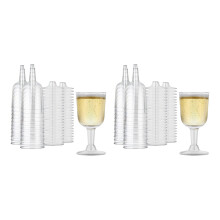 Clear Plastic Wine Glass Recyclable - Shatterproof Wine Goblet - Disposable & Reusable Cups for Champagne, Dessert 40Pcs