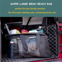 Capacity Beach Tote Bag Foldable Design with Zipper Pockets, Mesh Straps for Pool, Travel & Gym