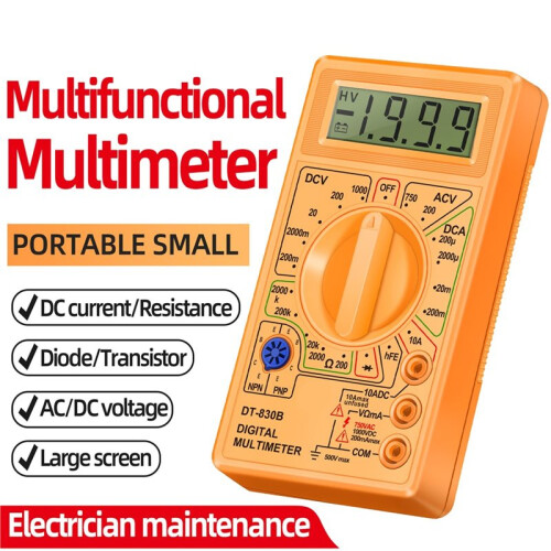 Multímetro Digital  DT830B com Display LCD para Teste de Tensão, Corrente e Resistência 2