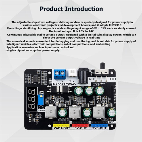 Adjustable Voltage Regulator Module 6-24V to 3.3V 5V - Buck Converter Board for Electronics Competition DIY Projects 1