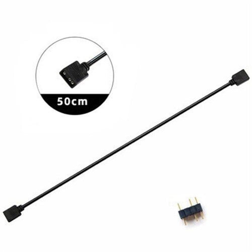 2X 5V 3-Pin Extension Cable for Computer Motherboard Hub Cable Connection Extension ARGB Splitter, Black 2