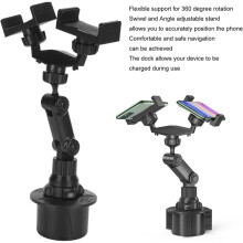 360 Rotatable Double Phone Holder for Car Phone Holder Flexible Neck Dual Cradle Mount