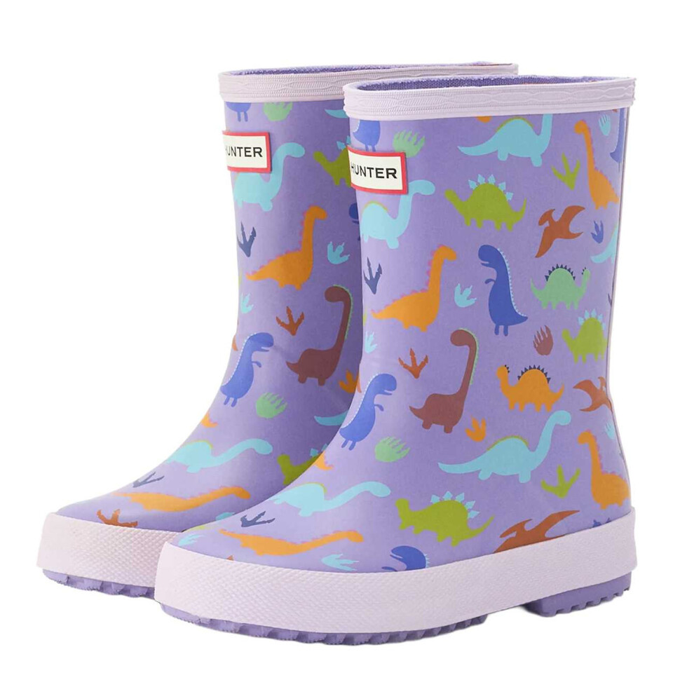 Hunter (12 Uk Child, ) Childrens/Kids Dinosaur Wellington Boots Purple
