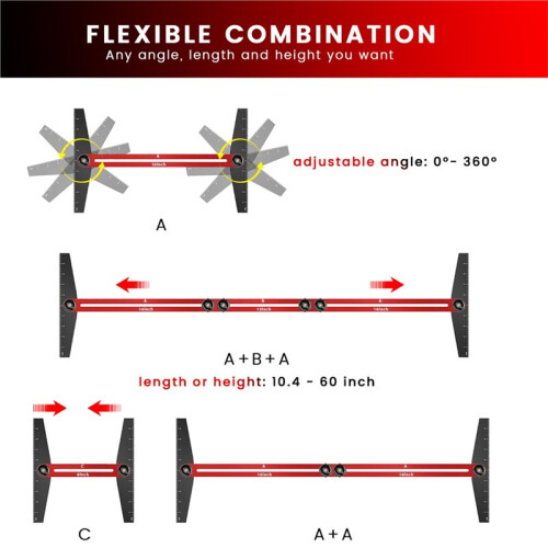 Stair Tread Template Tool Step Measuring Jig with Adjustable Ruler and Angle Scribe Tool for Woodworking 2