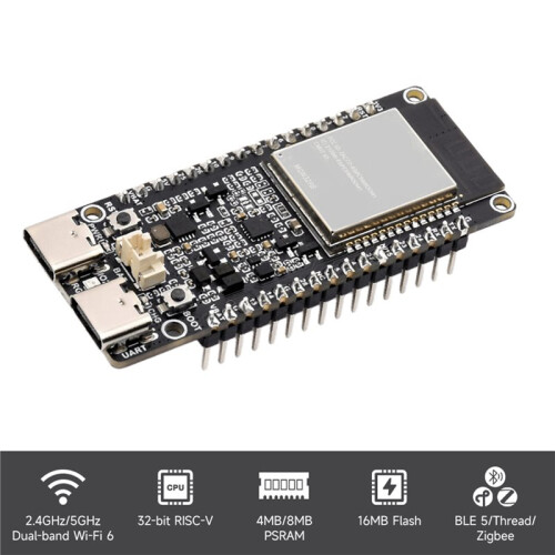 For ESP32-C5 WIFI6 Development Board 32MB Flash 2.4GHz/5GHz 240MHz RISC-V MCU Module BLE 5/Thread/Zigbee 1