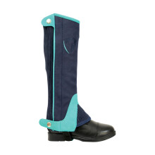 (M, Navy/Teal) Hy Childrens/Kids Belton Suede Half Chaps