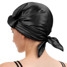 Satin Wrap Cap Hair Net and Scarf Combo for Silk Press - Soft Hair Net with Scarf for Sleeping, Protective Hair Wrap
