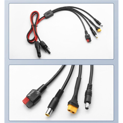 Línea de Extensión de Conector para Panel Solar 4 en 1, Conector Hembra XT60 A Conector Divisor de Cable, Adaptador de Corriente CC 1