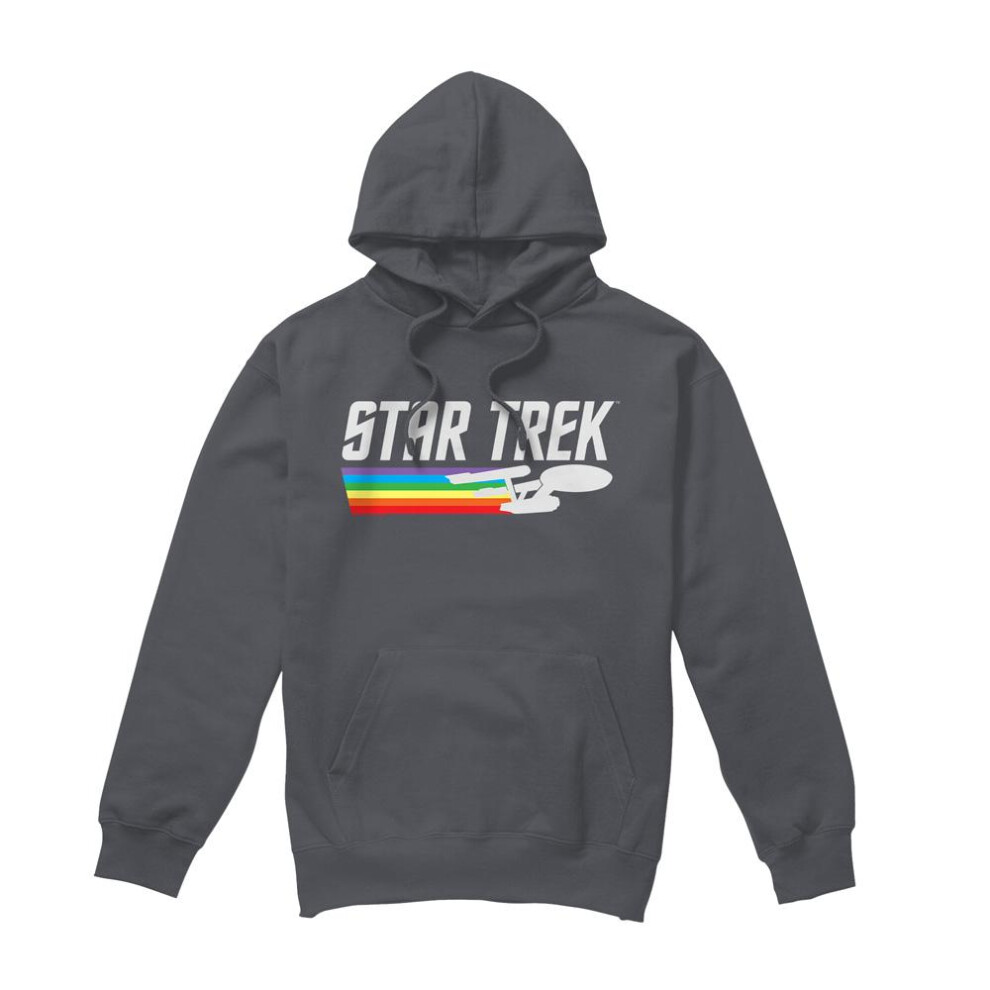 Star Trek (M, Charcoal) Mens Rainbow Trail Hoodie Multicoloured