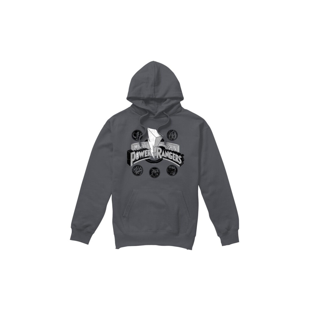 Power Rangers (M, Charcoal) Mens Power Coins Hoodie Multicoloured
