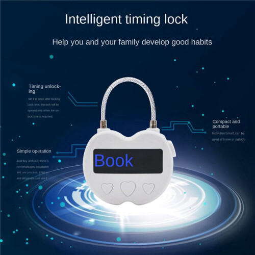 4X   Lock LCD Display  Lock Multifunction Electronic Timer, USB Rechargeable Temporary Timer Padlock 2