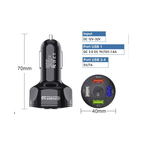 Φορτιστής αυτοκινήτου 2USB+2PD QC3.0 με βύσμα αναπτήρα για μία έως τέσσερις εξαι_m 2