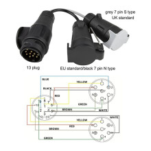 2X Towing Adapter 13 Plug Pin to 7 Pin 12N+12S Socket Towbar Electric Conversion Adapter Lead for Trailer Truck Caravan