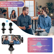 Wireless Lavalier Microphone Professional Dual Lapel Mic for Audio Video Recording Mobile Phone Vlogging