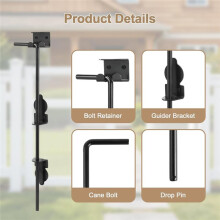 18" Cane Bolt Heavy Duty Drop Rod Gate Stopper Hardware,Gate Ground- for Wooden Fences Metal Gates Doors